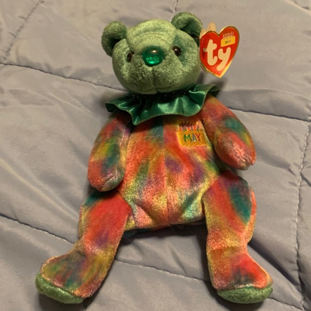2001 Ty Birthday Beanies Collection - MAY - Emerald (Retired)